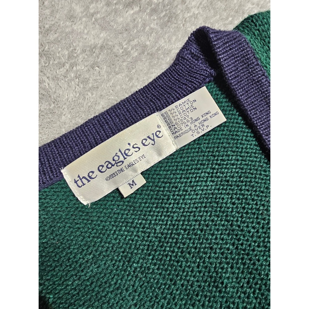 Vintage 1993 Eagles Eye Scottish Scottie Dog Bagpipes Knit Sweater Vest Green M - Picture 2 of 7